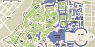 地図のバチカン市および周辺地域