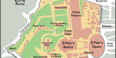 地図のバチカン地区入口 